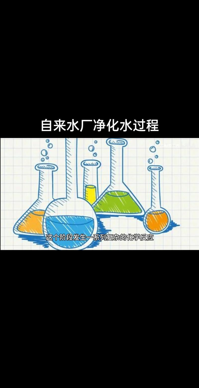 自來水廠凈化水過程: 取水口取水加入絮凝劑,吸附水中懸浮物